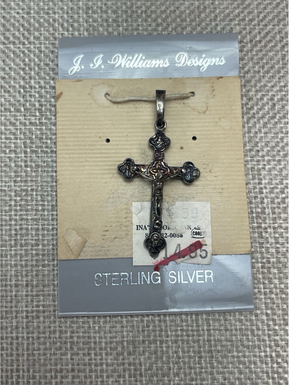 VTG Sterling Silver J. J. Williams Catholic 3D Cross Pendant Signed NOS